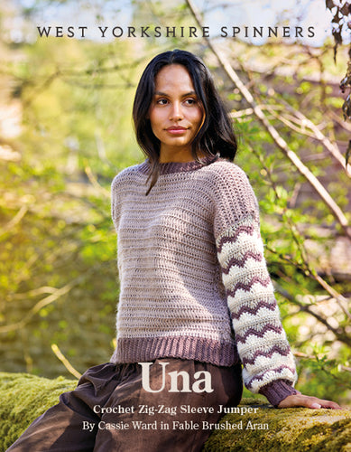 WYS Una Crochet Zig Zag Sleeve Jumper for Fable Brushed Aran
