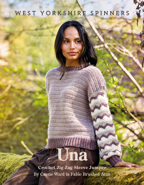 WYS Una Crochet Zig Zag Sleeve Jumper for Fable Brushed Aran