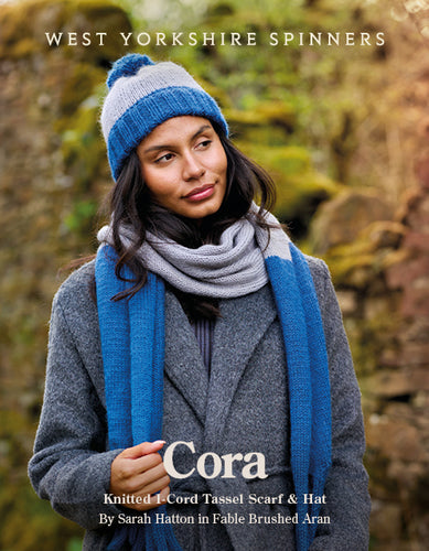WYS Cora Scarf & Hat Pattern for Fable Brushed Aran