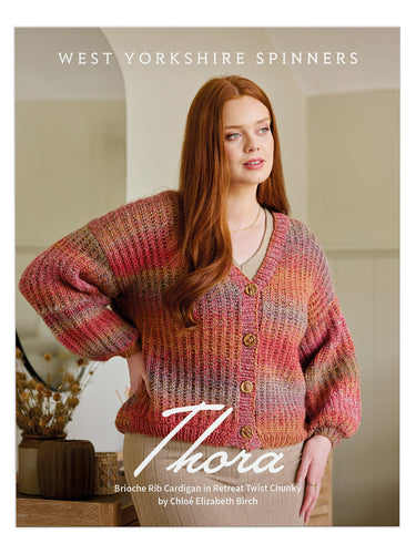 WYS Flora Knitted Cardigan Pattern in Retreat Twist Chunky
