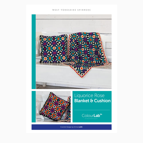 WYS Liquorice Rose Blanket & Cushion Crochet Pattern for Colour Lab