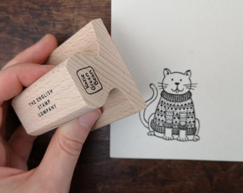 Rubber Stamp - Cat in Jumper by Katie Green